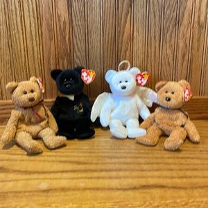4 Ty Beanie Babies Curly Fuzz Halo The End